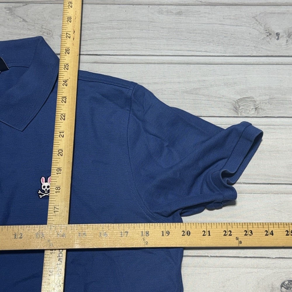 Psycho Bunny Polo Shirt Mens 4 Small Blue Skull Crossbones Short Sleeve Pima - Picture 5 of 6